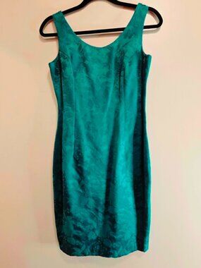 Scott McClintock Green Floral Brocade Sheath Dress 4